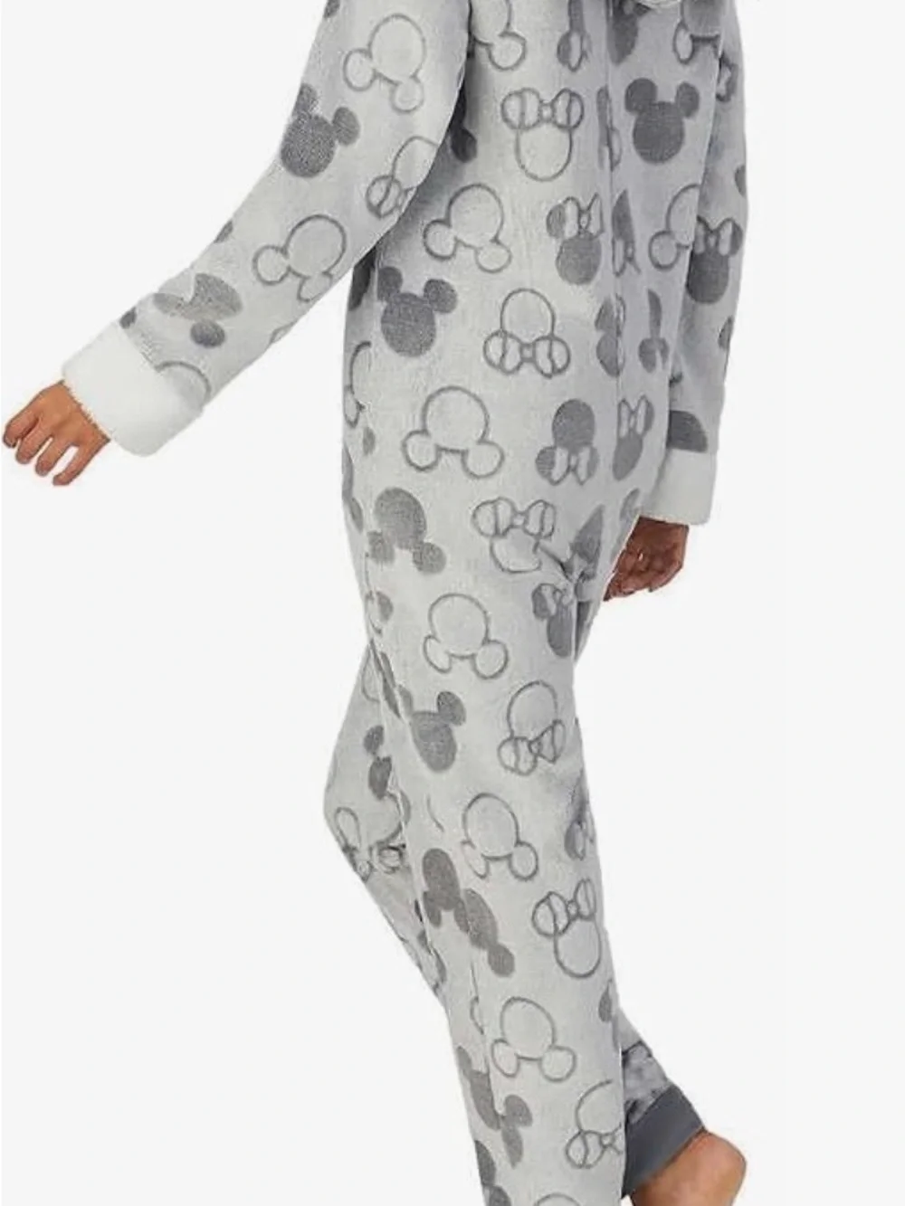 Disney Gray and White Mickey Mouse Fleece Onesie Pajama Set - Picture 6 of 13